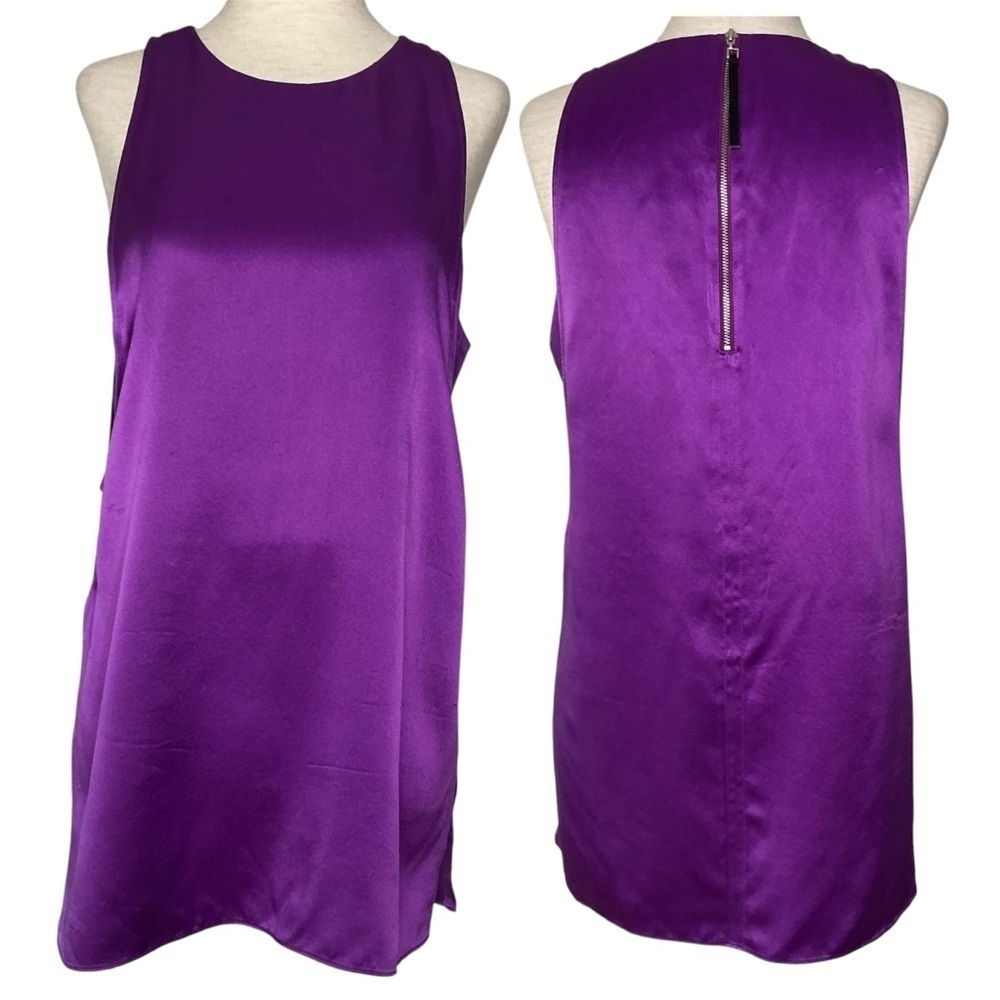 Helmut Lang Double Layer Sleeveless Silk Top in Purple Size Medium